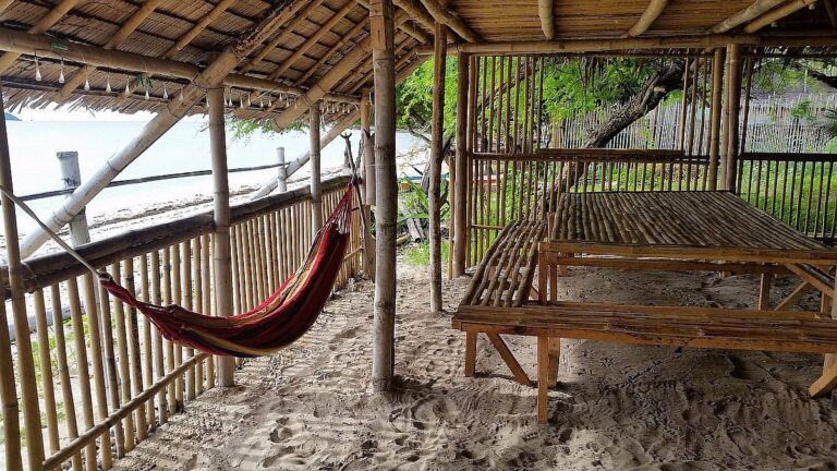 picnic table in big hut 768x432