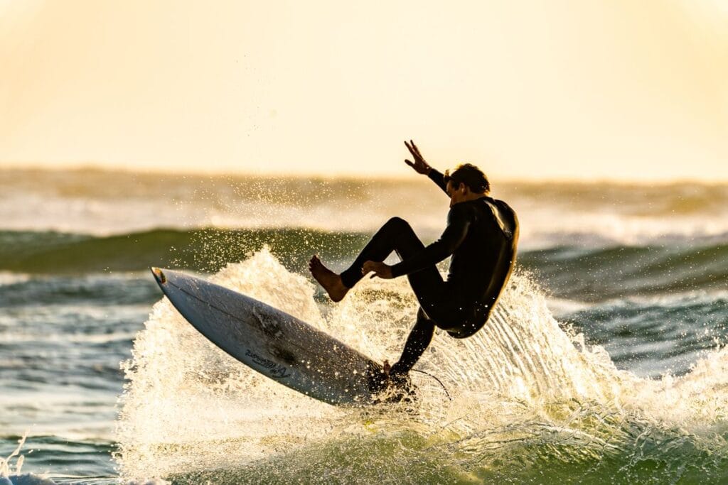 Surfer riding wave at La Union Philippines